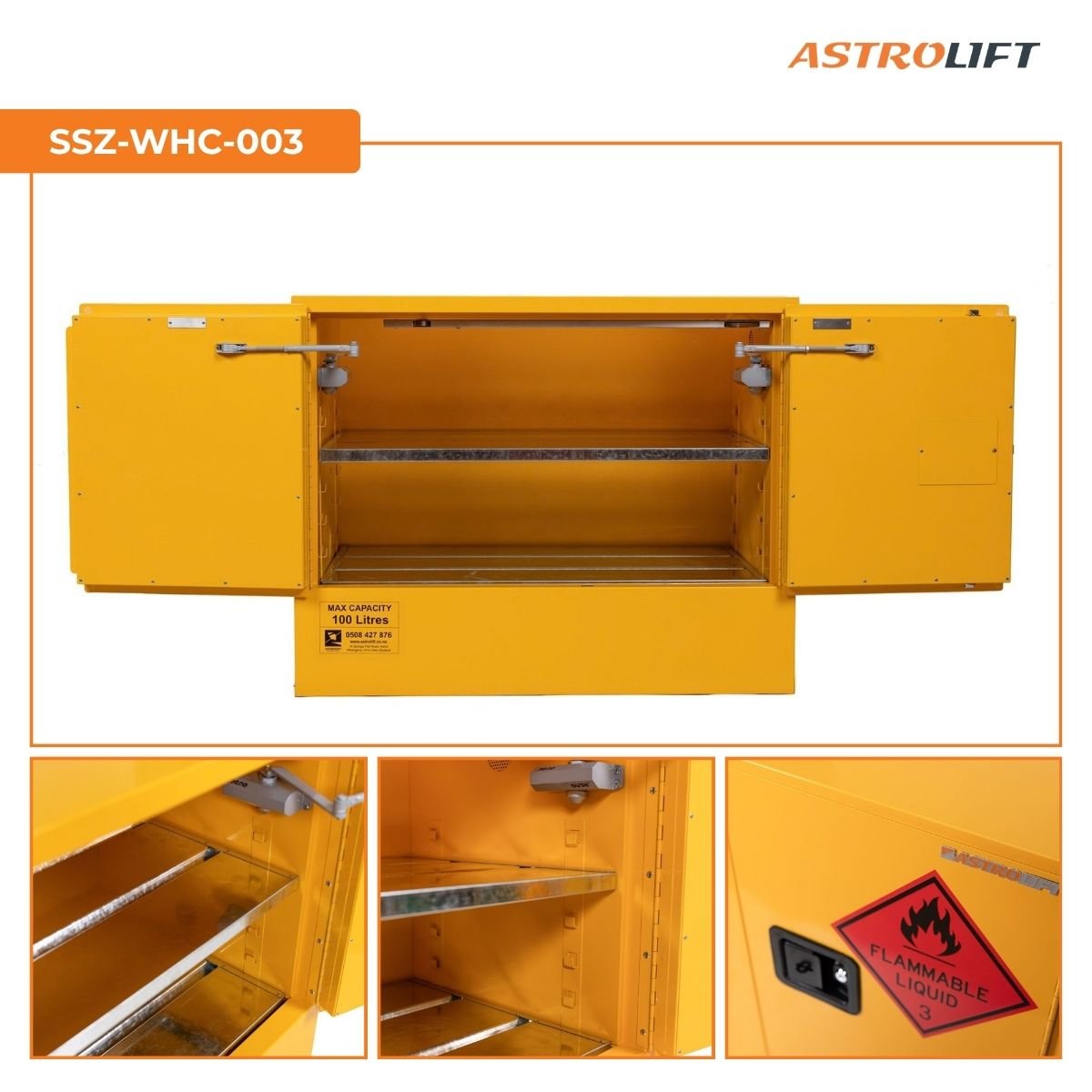 Buy Flammable Storage Cabinet  in Storage / Stillage available at Astrolift NZ